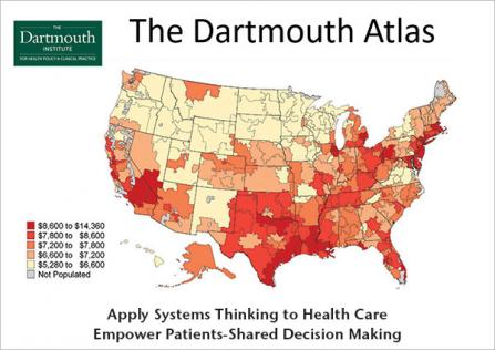 Map showing the Dartmouth Atlas project