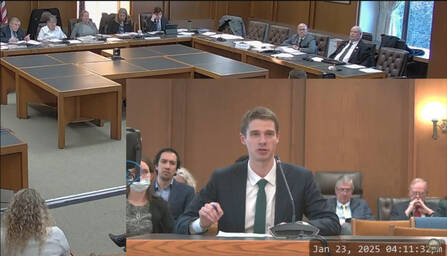 Grant Schultheis testifying at the New Hampshire State courthouse